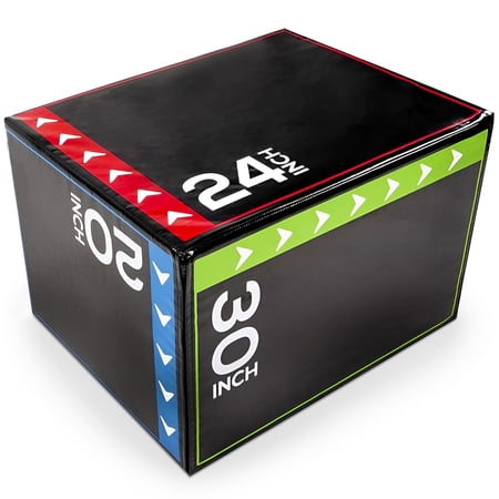 BalanceFrom Foam Plyometric Jump Box with 20”, 24”, and 30” Heights, 60 lbs, Multicolored