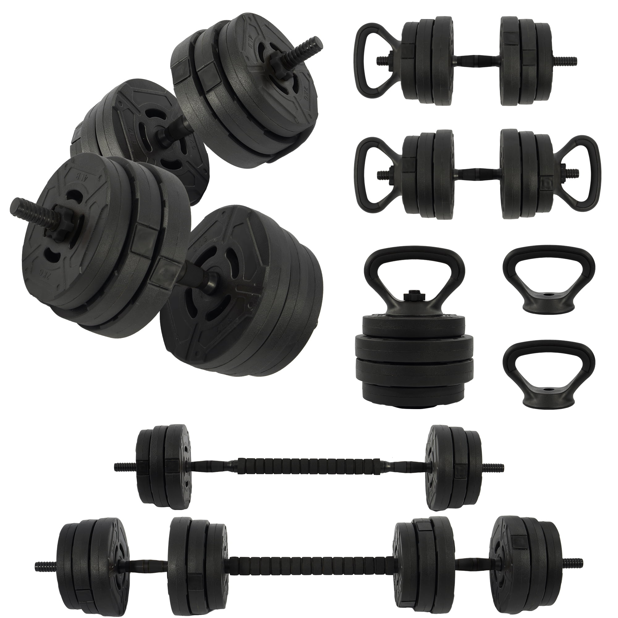 Fitvids 4 in 1 Adjustable Dumbbell Set, 60lbs Free Weights Set with Connector, Black