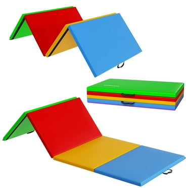 BalanceFrom Folding Exercise Mat, 10ft x 4ft Four Fold Exercise Mat with Carrying Handles for Yoga, MMA, Gymnastics and Home Gym Protective Flooring, 2-inch Thick, Multiple Colors