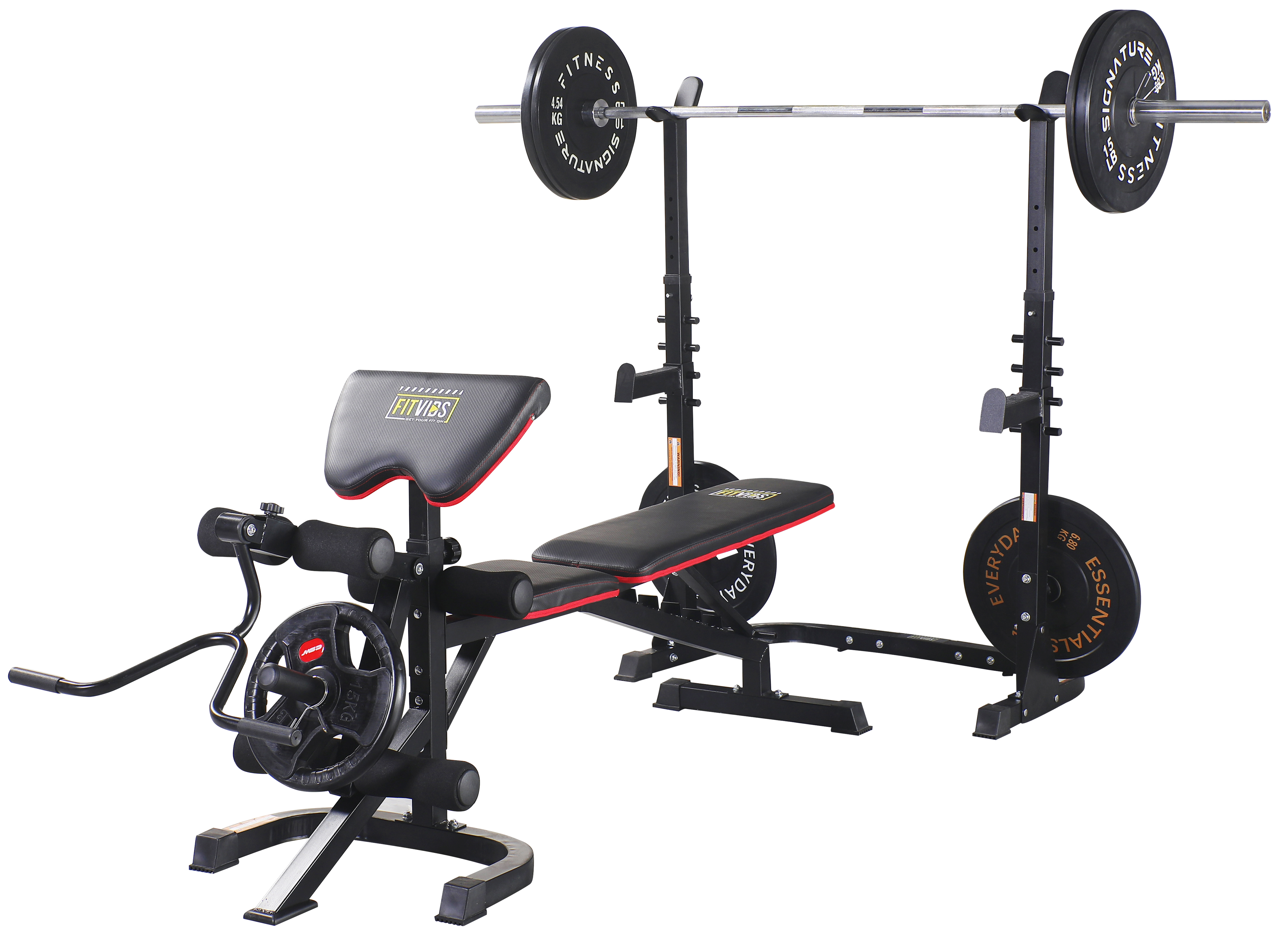 Fitvids LX600 Adjustable Olympic Workout Bench with Squat Rack, Leg Extension, Preacher Curl, and Weight Storage, 800-Pound Capacity (Barbell and weights not included) - image 1 of 10