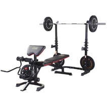 Fitvids LX600 Adjustable Olympic Workout Bench with Squat Rack, Leg Extension, Preacher Curl, and Weight Storage, 800-Pound Capacity