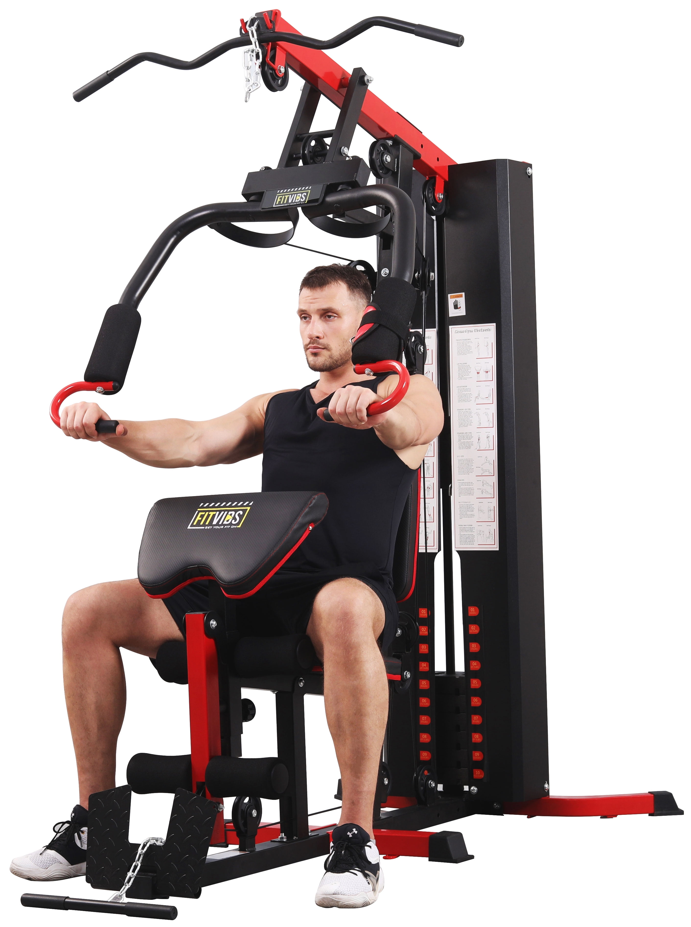 Fitvids LX750 Home Gym System Workout Station with 330 Lbs of Resistance,  122.5 Lbs Weight Stack, One Station, Comes with Installation Instruction