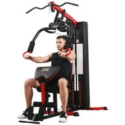 Fitvids LX750 Multifunctional Full Home Gym System Workout Station with 122.5 Lbs Weight Stack, One Station, with Installation Instruction Video, Ships in 5 Boxes
