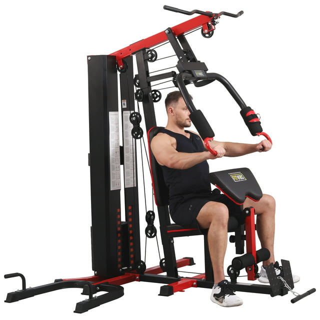 Fitvids LX800 Home Gym System Workout Station with 330 Lbs of Resistance, 122.5 Lbs Weight Stack, Two Station, Comes with Installation Instruction Video, Ships in 6 Boxes