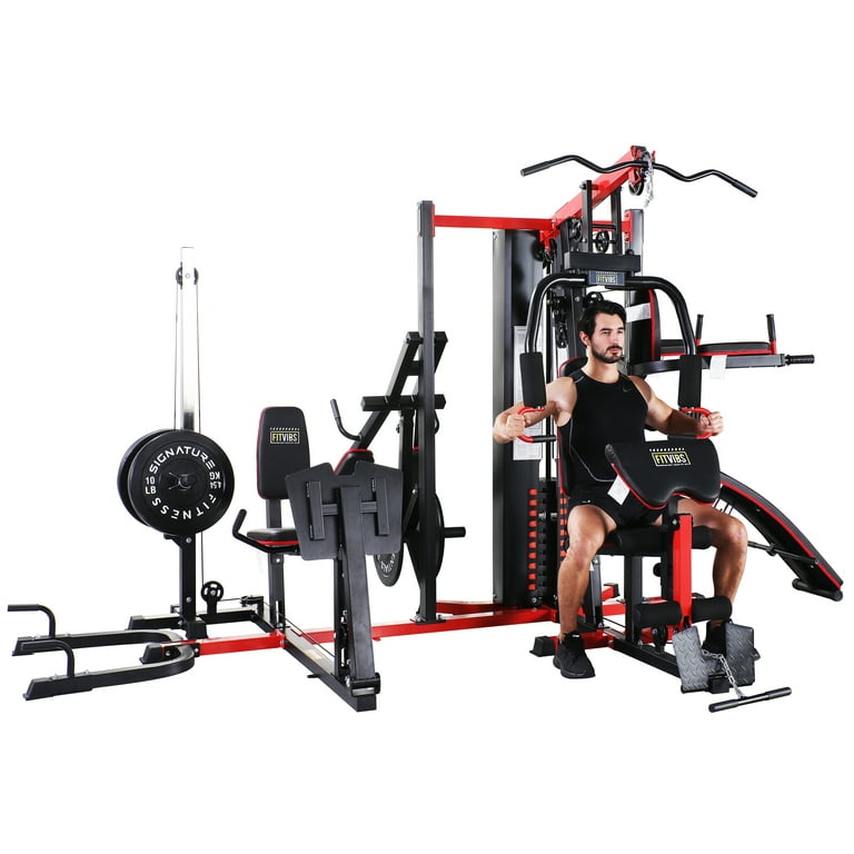 Fitvids LX950 Home Gym System Workout Station with 330 Lbs of Resistance,  122.5 Lbs Weight Stack, Three Station, Comes with Installation Instruction  Video, Ships in 9 Boxes 