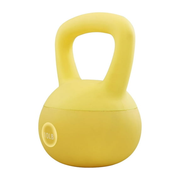 Fitvids Soft Kettlebell with Ergonomic Grip, Iron & Sand Filled, 10 Pounds, Yellow