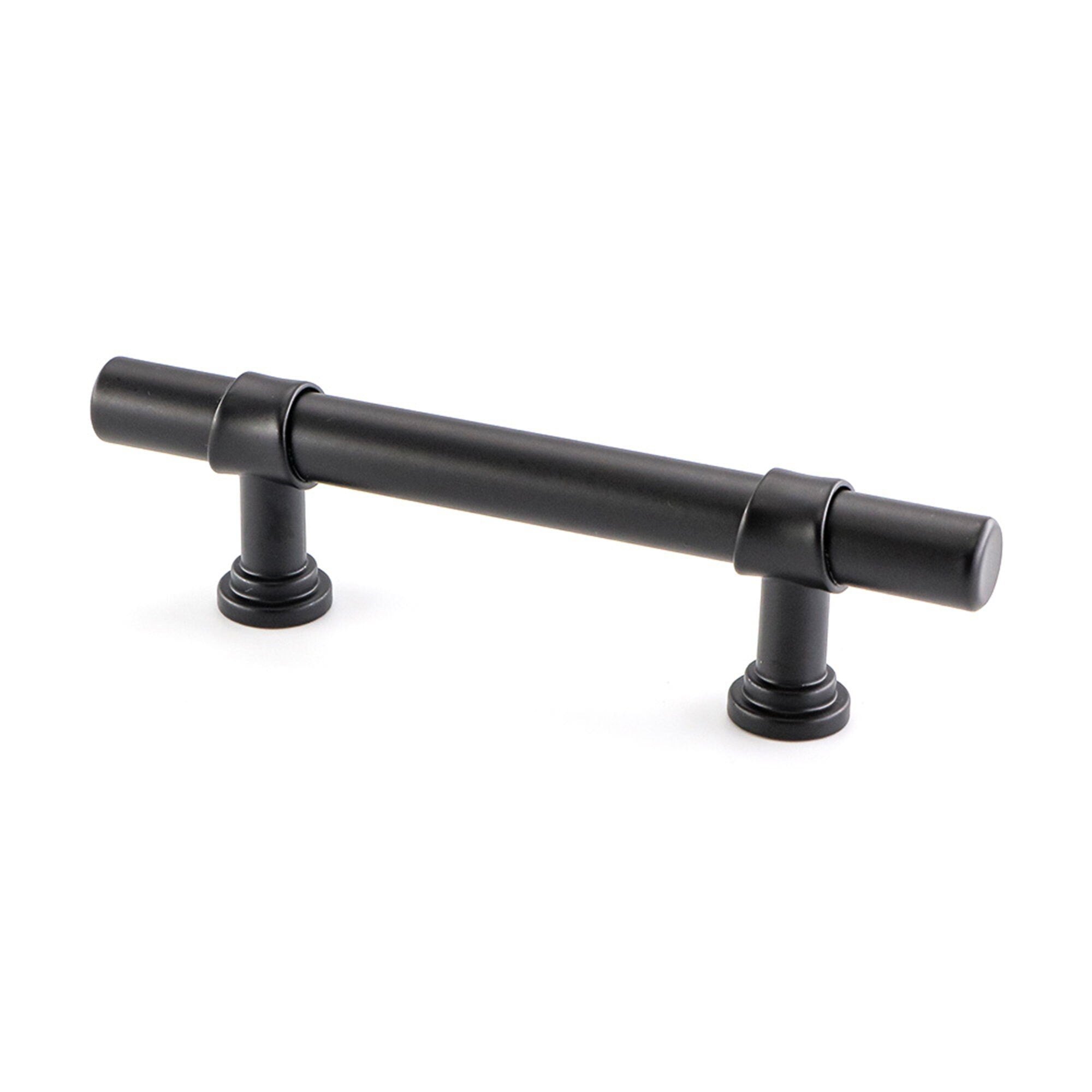 Fitviso 10 Pack 3 Inch(76mm) Hole Center Cabinet Handles Pulls for Kitchen Stainless Steel Matte Black Drawer Pulls ( 5" Length ）