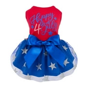 Fitwarm Happy 4th of July Dog Tulle Dress For Small Dogs Girl, Medium