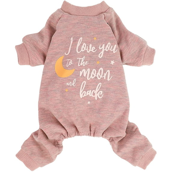 Fitwarm I Love You to The Moon and Back Paw-Some Sleeper Lightweight Velvet Dog Pajamas Thermal Pjs Puppy Clothes Stretchy Doggie Onesie Pet Shirt Cat Jammies XL