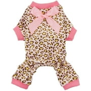 Fitwarm Leopard Ribbon Soft Velvet Dog Pajamas for Pet Dog Clothes Comfy Pjs Medium