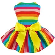 Fitwarm Rainbow Pet Clothes Dog Dresses Vest Shirts Sundress M