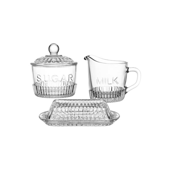 Fitz and Floyd Bistro Clear Glass Hostess Set 3 Pc