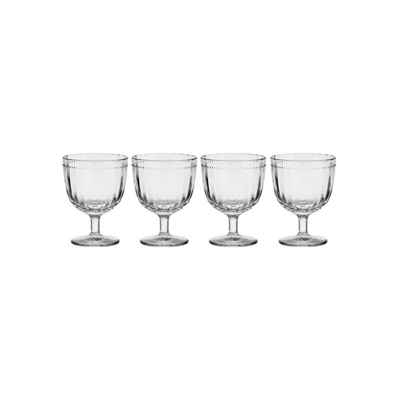 Fitz and Floyd Beaded 14 oz Clear Wine Glass Goblet (Set of 4)
