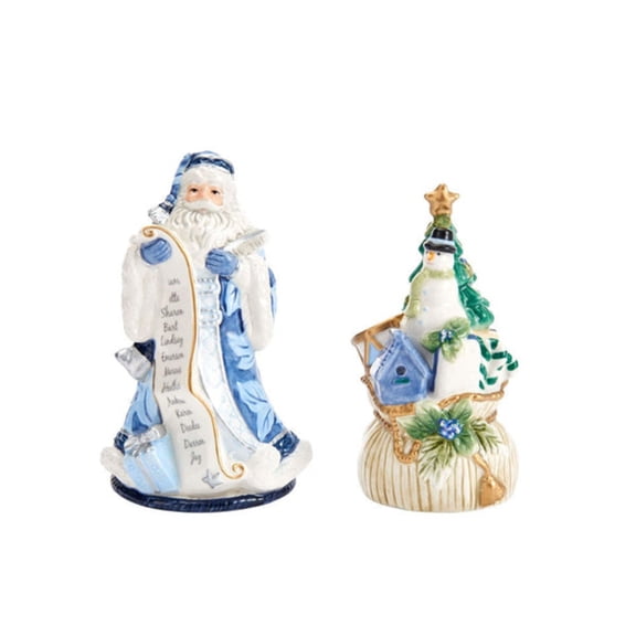 Fitz and Floyd Festive Holiday Home Santa Salt & Pepper Shakers Set