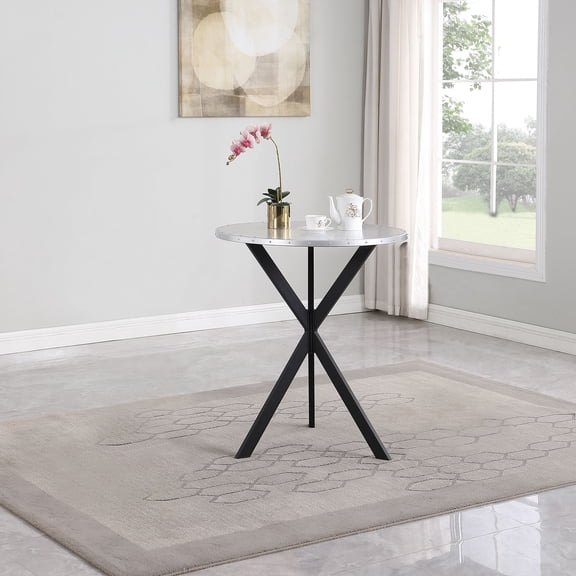 Fitz Silver Round Galvanized Steel Bistro Bar Table