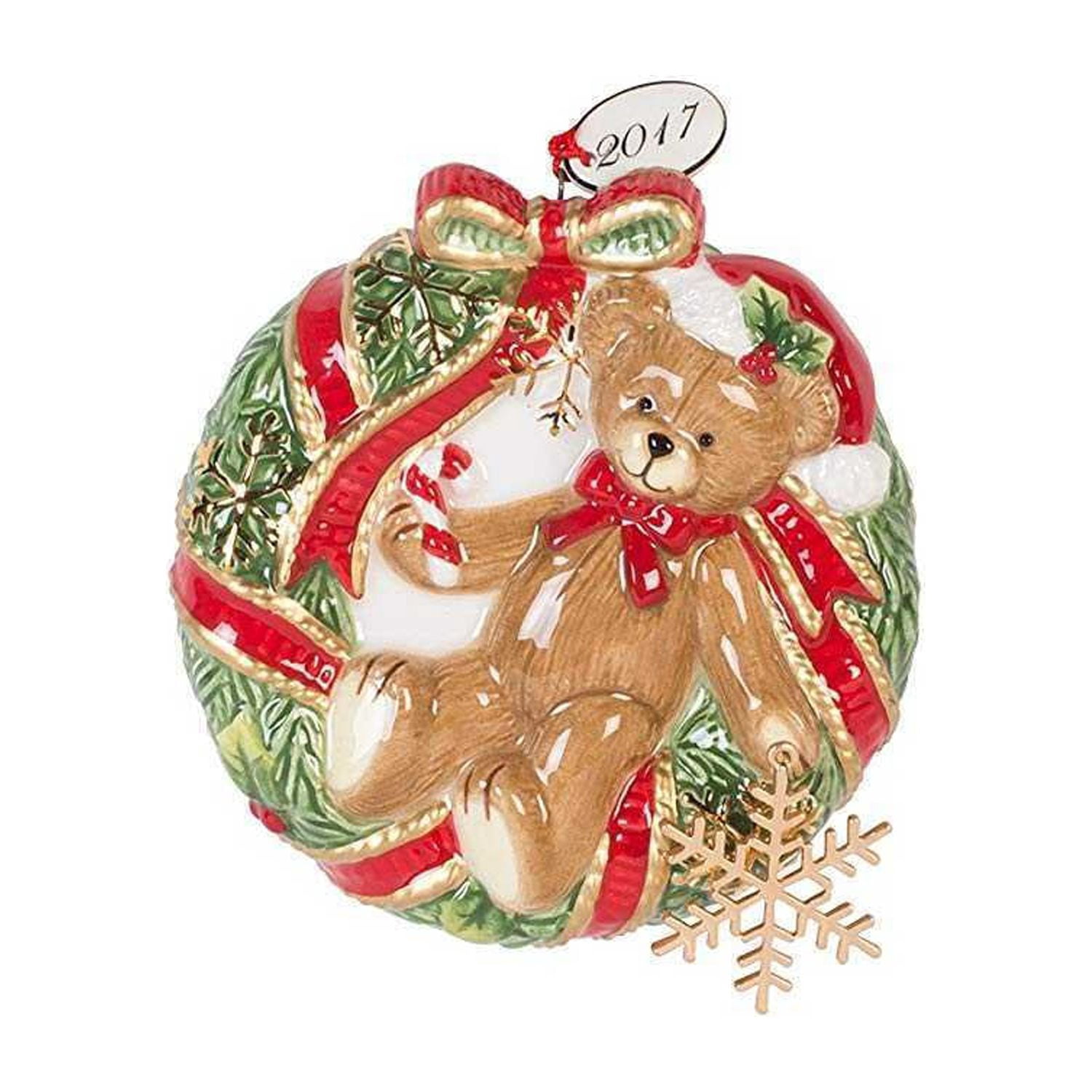Figurine Goebel Père Noël Avec Arbre Rouge - Fitz & Floyd Christmas Collection - Faïence