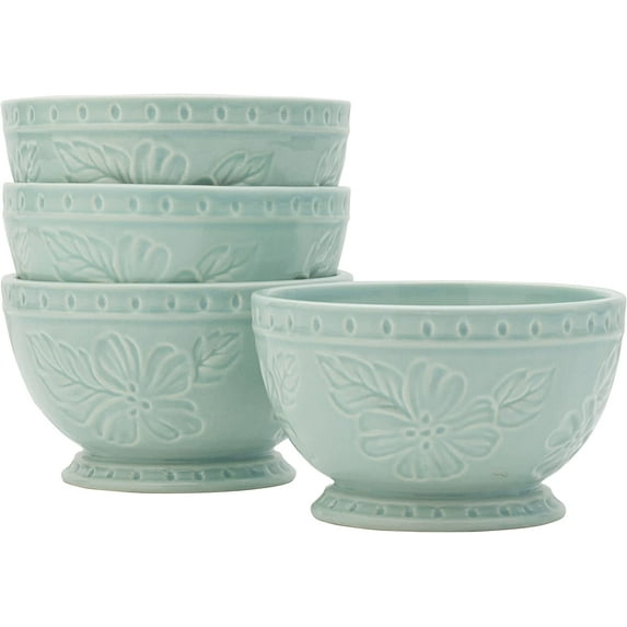 Fitz and Floyd English Garden 20 oz Mint Stoneware Tableware Bowl (4 Count)
