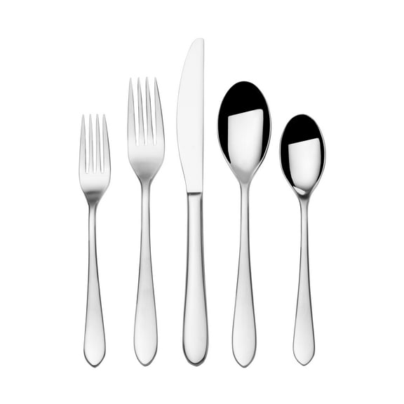 Fitz and Floyd Everyday Bistro Band 45-Piece Forged Stainless Steel Flatware Set, (Service for 8)