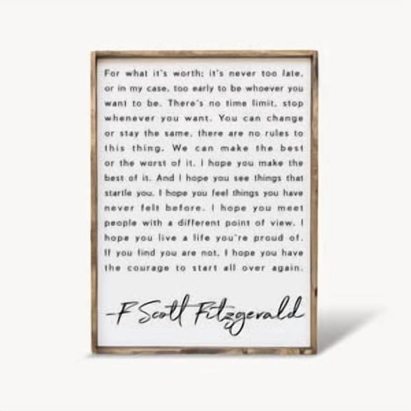 Fitzgerald Inspirational Literary Quote Poster, Poster Home Decor, Poster Only