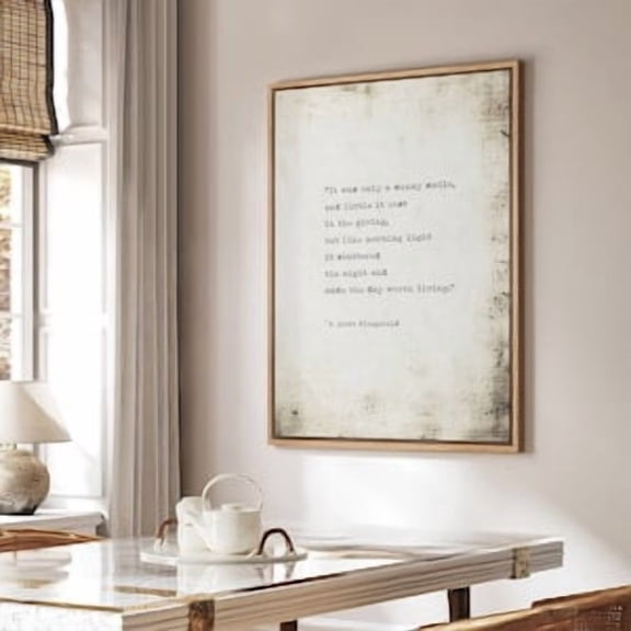 Fitzgerald Literary Quote Poster, Poster Home Decor, Poster Only