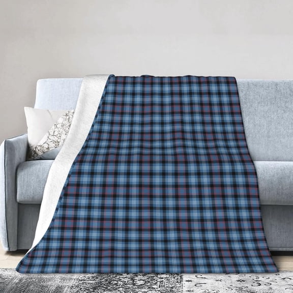 Fitzgerald Tartan Pattern Blue Irish Plaid Advanced Soft Blanket60 X50 - Lightweight and Anti Pilling, Suitable for Beds, Sofas