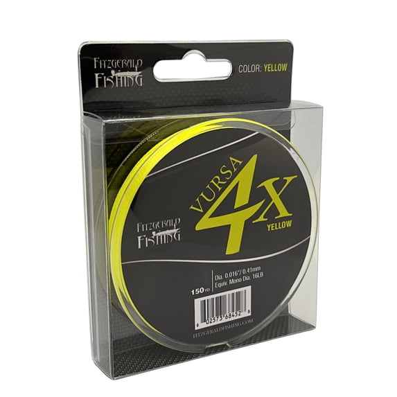 Fitzgerald Vursa 4X Braided Fishing Line, 15 Lb 150 Yds Hi-Vis Yellow