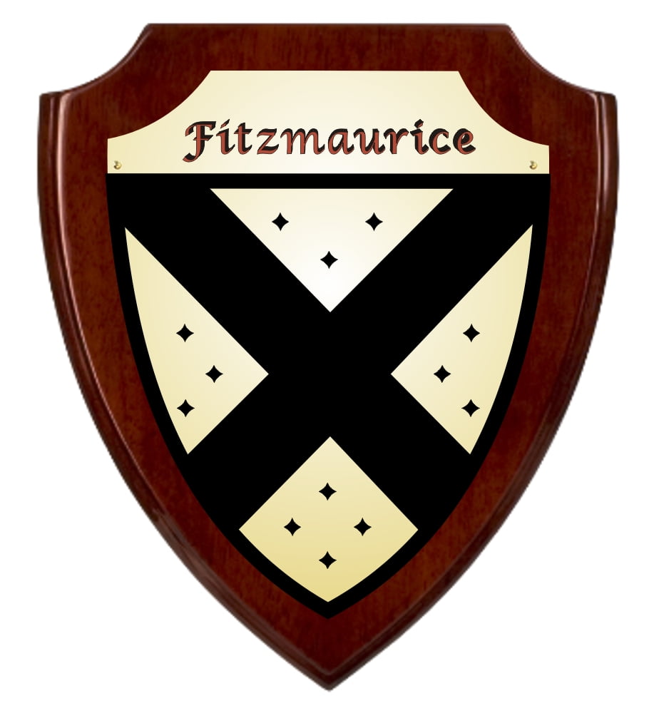 Fitzmaurice Irish Coat of Arms Shield Plaque - Rosewood Finish