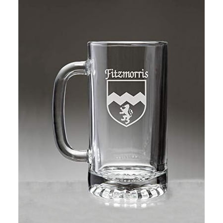 Fitzmorris Irish Coat of Arms Glass Beer Mug (Sand Etched)