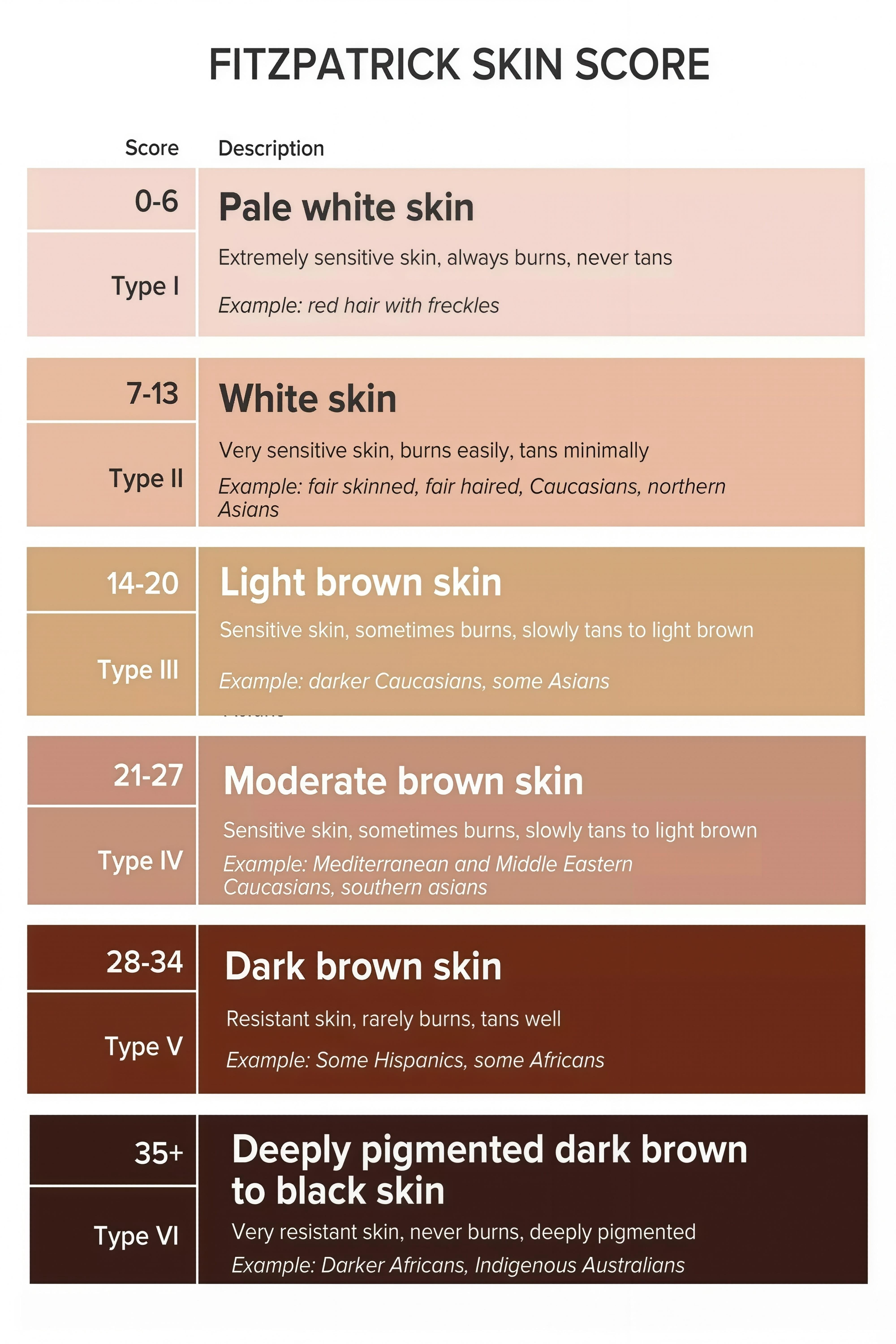 Skin Balance Graph Fitzpatrick Skin Score Reference Chart for Study Room Wall Decor poster ...
