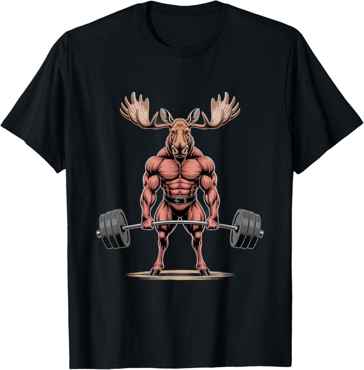Fitzy Muscular Cool Muscular Moose Weightlifting Deadlifting T-Shirt ...