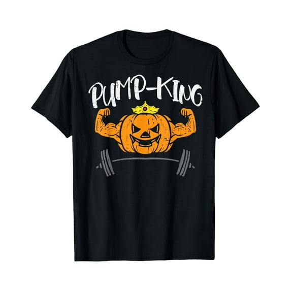 Fitzy Pump-King Pumpkin Pun Costume Gym Weightlifting T-Shirt Full Size S-5XL