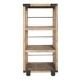 thumbnail image 1 of Fiu 63 Inch Pier Table 3 Shelves Bracket Accents Iron Wheels Brown Wood, 1 of 9
