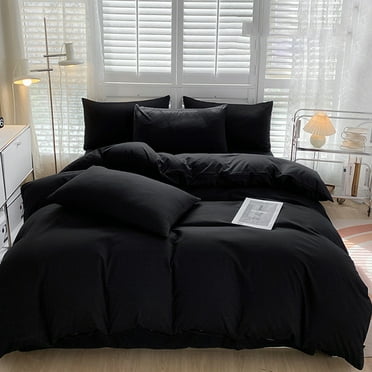 Fiudx Deals of The Week All-Season Bedding Set - 4-Piece Washable Solid Color Bed Sheet Duvet Cover and Pillowcases