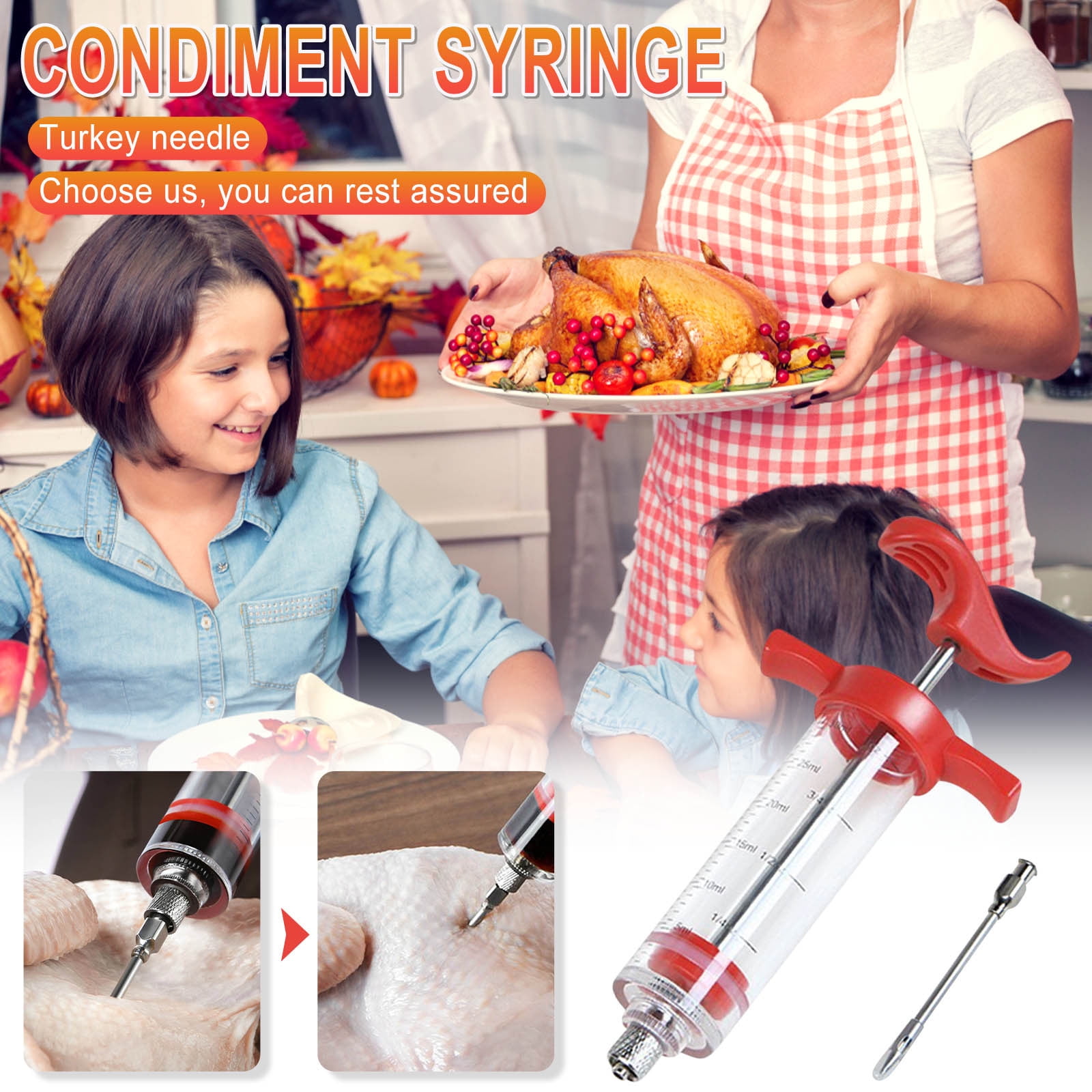 Fiudx Meat Injector Syringe, Marinade Injector Needles for BBQ Grill ...