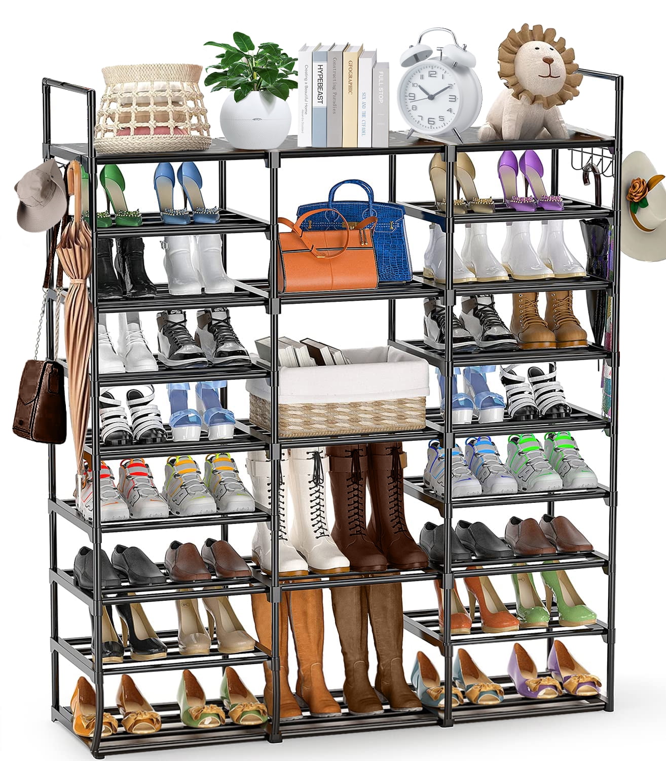 HONEIER 5/6 Tier Shoe Rack, Sturdy Metal Shoe Storage Shelf for 18