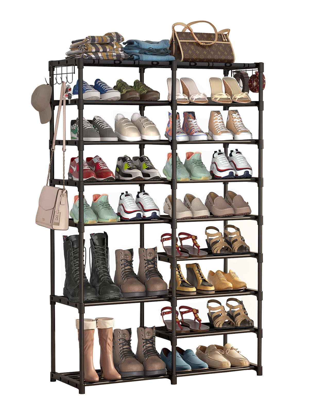 10-Tier Fabric Shoe Rack Organizer With Dust Cover - Holds 26-30 Pairs, Space-Saving Design