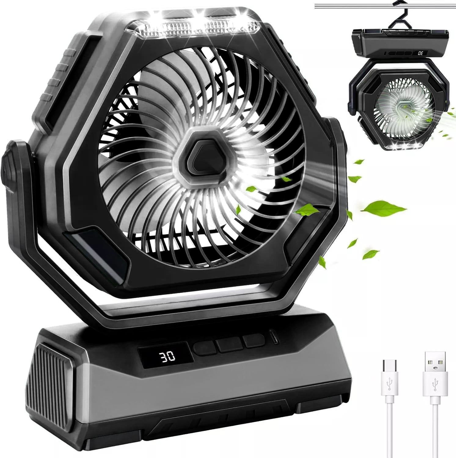 Fiuion WM4-HWFS01 3-Speed Rechargeable Battery Powered Outdoor Camping Tent Fan