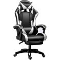 thumbnail image 1 of Fiuion Gaming Chair Computer Chair with Footrest and Lumbar Support 300 LB Height Adjustable Game Chair with 360°-Swivel Seat and Headrest and for Office or Gaming (White), 1 of 5