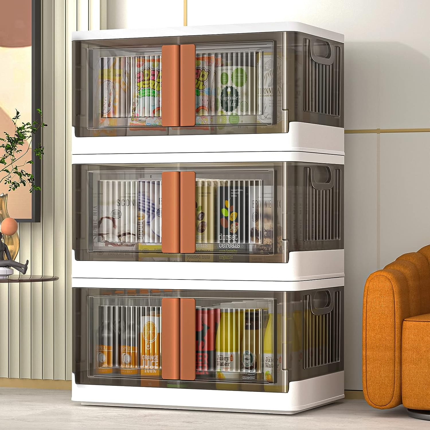 Fiuion Storage Bins with Lids Collapsible Storage Bins Clear Black