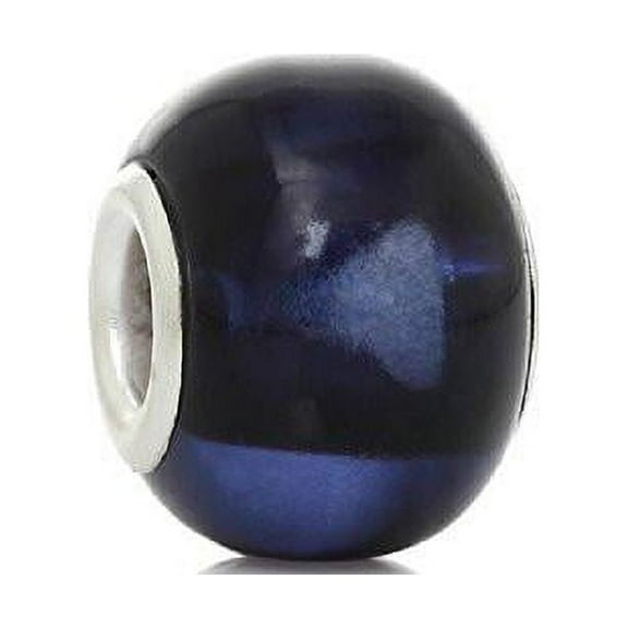 Five (5)Purple Glass European Murano Lampwork Beads Compatible with European Snake Chain Bracelet