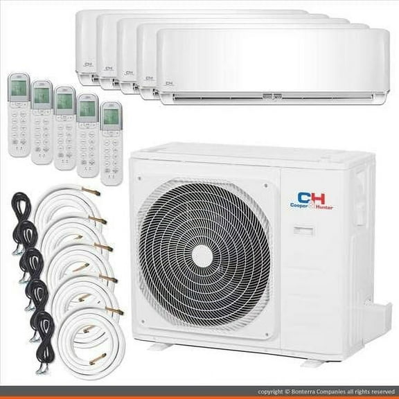 Five 5 Zone Mini Split Ductless Air Conditioner Heat Pump 12000 12000 12000 12000 12000 BTU 22.4 Seer