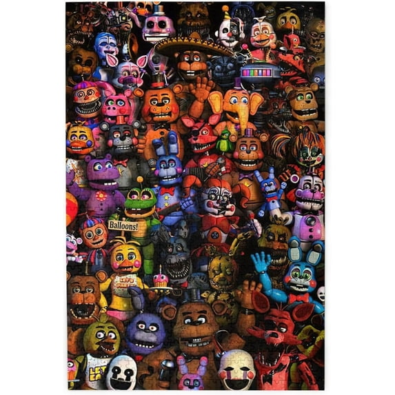 Five Anime Nights at Cartoon Freddy's Jigsaw Puzzles 1000 Piece Cartoon Anime Picture Puzzle Birthday Present Memory Agility Game for Teen and Adults Difficult 29.5" x 19.7"