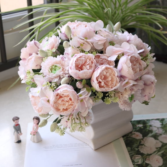 Five Artificial Flower Combinations with Hydrangeas Peonies Berries for Wedding and Home Decoration,Faux Peonies Wedding Bouquets for Bride