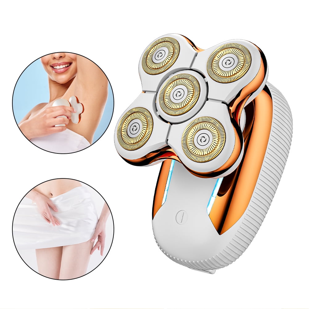 Five-Blade Head  Women's Gold Electric Hair Removal Device with Floating USB Rechargeable Portable Wet & Dry Razors