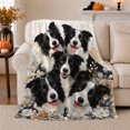thumbnail image 1 of Five Border Collie Dogs Floral Accents Cheerful Heartwarming, Cozy Pet Portrait Pattern, Warm Flannel Blanket for Living Room and Bedroom, Dog Lovers Just Because Gift, Pet Lover Home Decor, 1 of 9