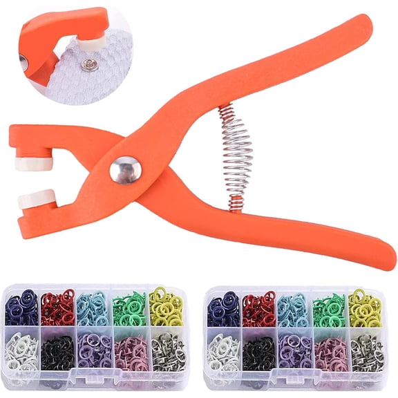 Five Claw Buckle Tool Set, Metal Snap Buttons with Fastener Pliers Tool Kit, Snap Fasteners Kit with Pliers Tool, Snap Button DIY Craft Kit (Colorful,200pcs Set)