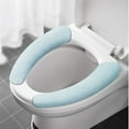 thumbnail image 1 of Five Color Bathroom Warmer Toilet Seat Cover Pads, Toilet Seat Cover Stretchable Portable Washable Toilet Seat Cover Pads for Toilet Rings of Different Shapes, 1 of 3