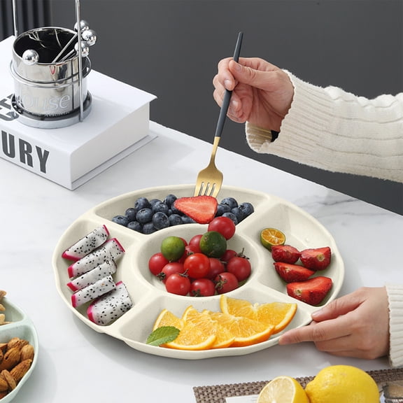 Five-Compartment Candy Box Snack Tray, Usupdd Sturdy Base Round Snack Server for Parties, Dried Fruit Fruit Round Storage Organizer for Family Gatherings, Black