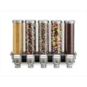 Five Container Ice Cream Topping Candy Wall Mount Dispenser - 1.3 Gallon Each