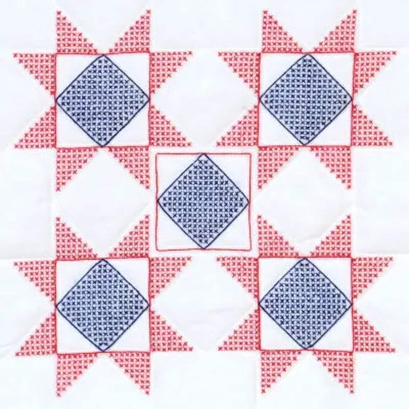 Five Cross-Stitch Stars 18" Quilt Blocks